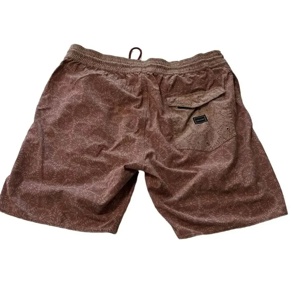 Volcom Slingers Men's XL Brown Floral Pattern Boardshorts Swim Trunks